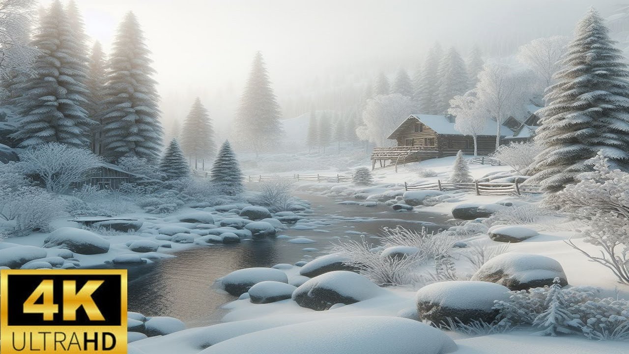 un paisaje de nieve blanca y montanas